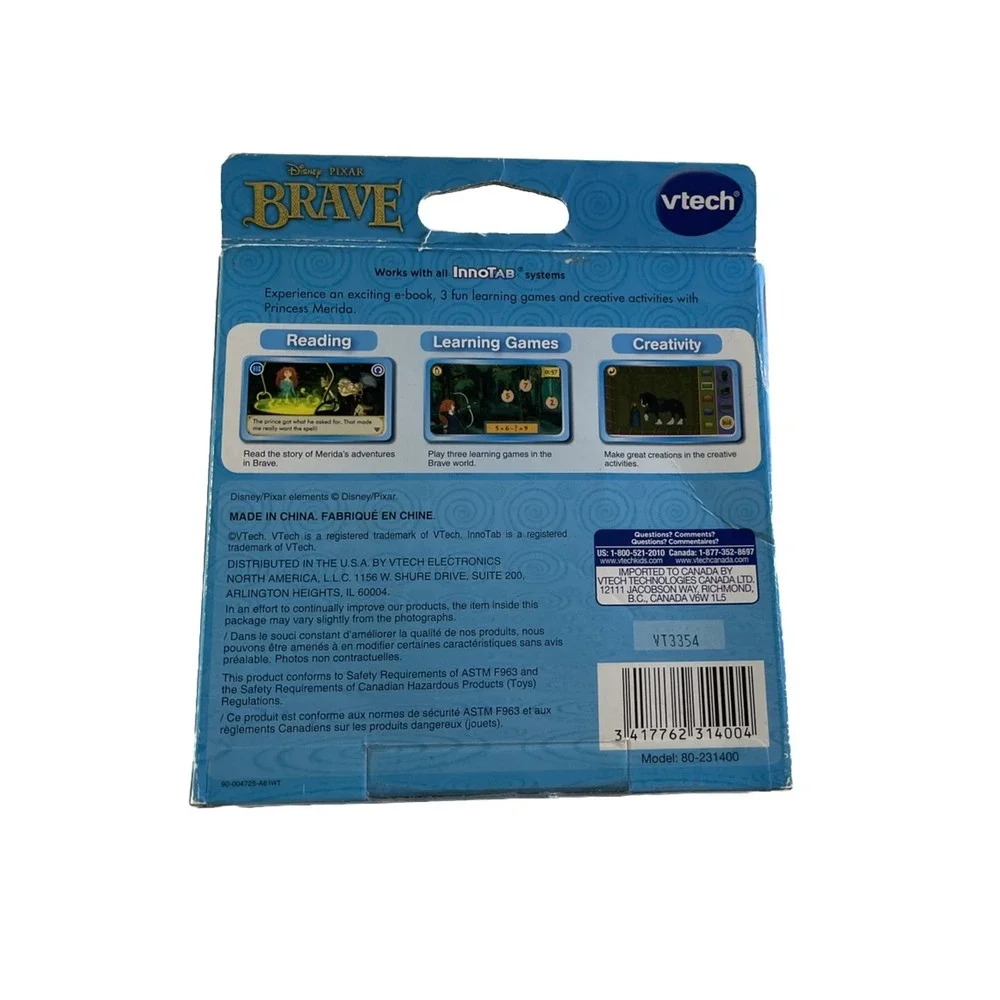 VTECH InnoTab Disney Pixar BRAVE Ebook Math Logic Learning Ages 4-7 Fun NEW‎